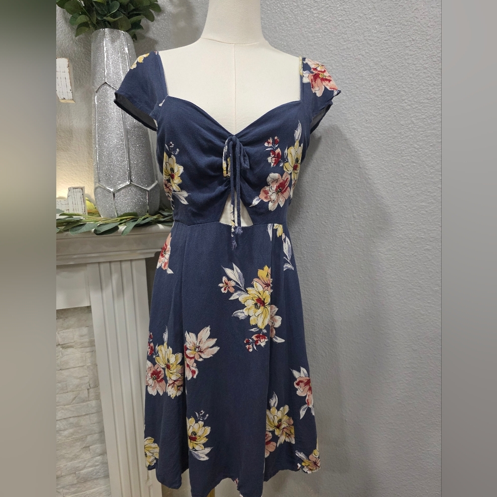 Xhilaration Navy Floral Midi Dress
